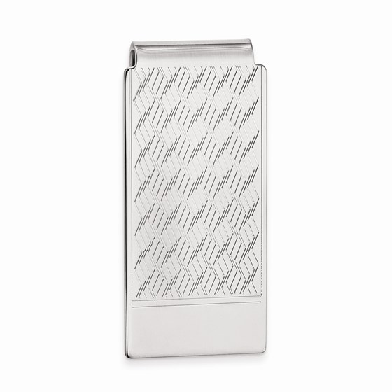 Rhodium-plated Kelly Waters Chevron Pattern Hinged Money Clip Rhodium-plated Kelly Waters Chevron Pattern Hinged Money Clip